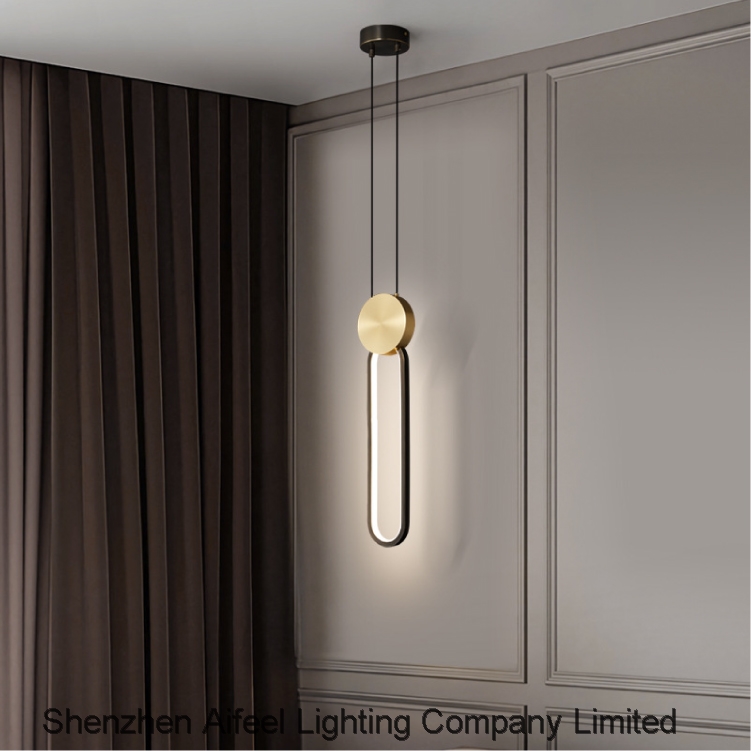 Modern Minimalist bedroom pendant light creative long ring LED lamp