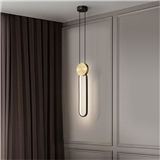 Modern Minimalist bedroom pendant light creative long ring LED lamp