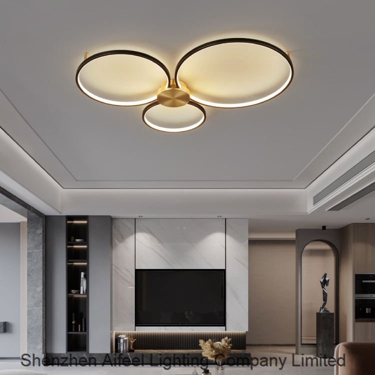 Luxury style ceiling lamp three-ring ceiling light living room LED lamp