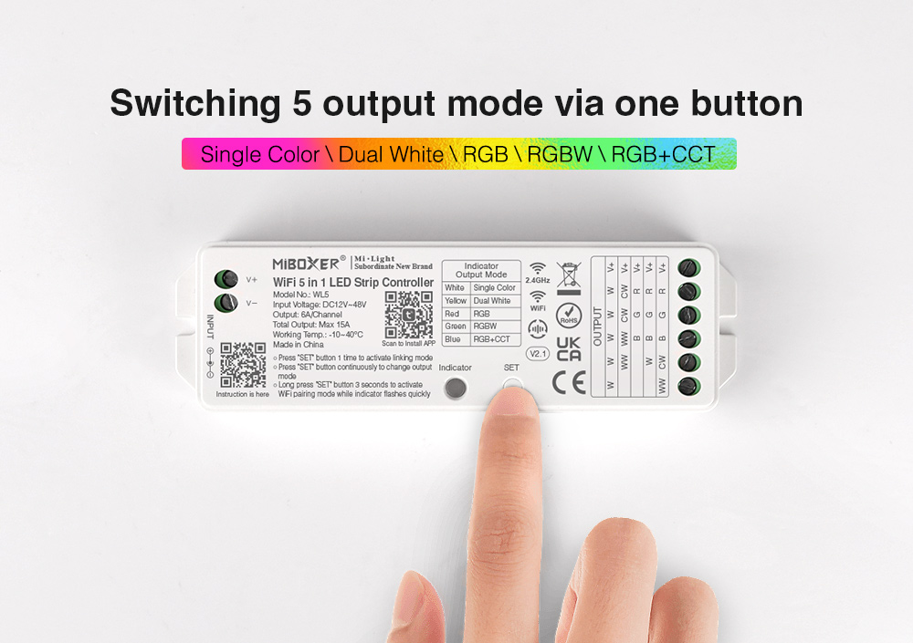 5 in 1 LED Strip Controller (WiFi+2.4G)