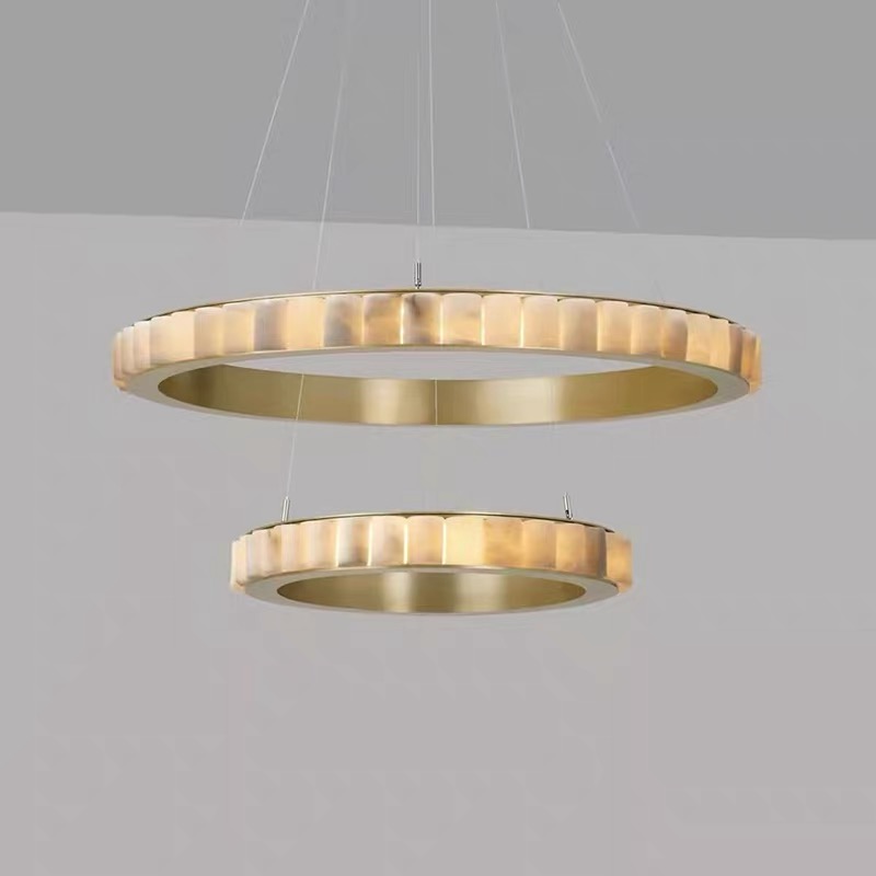 Now minimalist stainless steel acrylic imitation marble chandelier