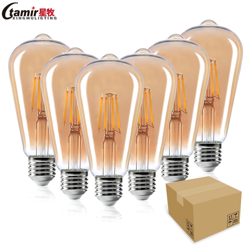 ST64 Filament bulbs 4W amber Edison decorative lamp
