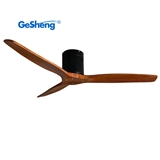 Modern designer 3 wood blades remote control dc motor flush mount ceiling fan without light