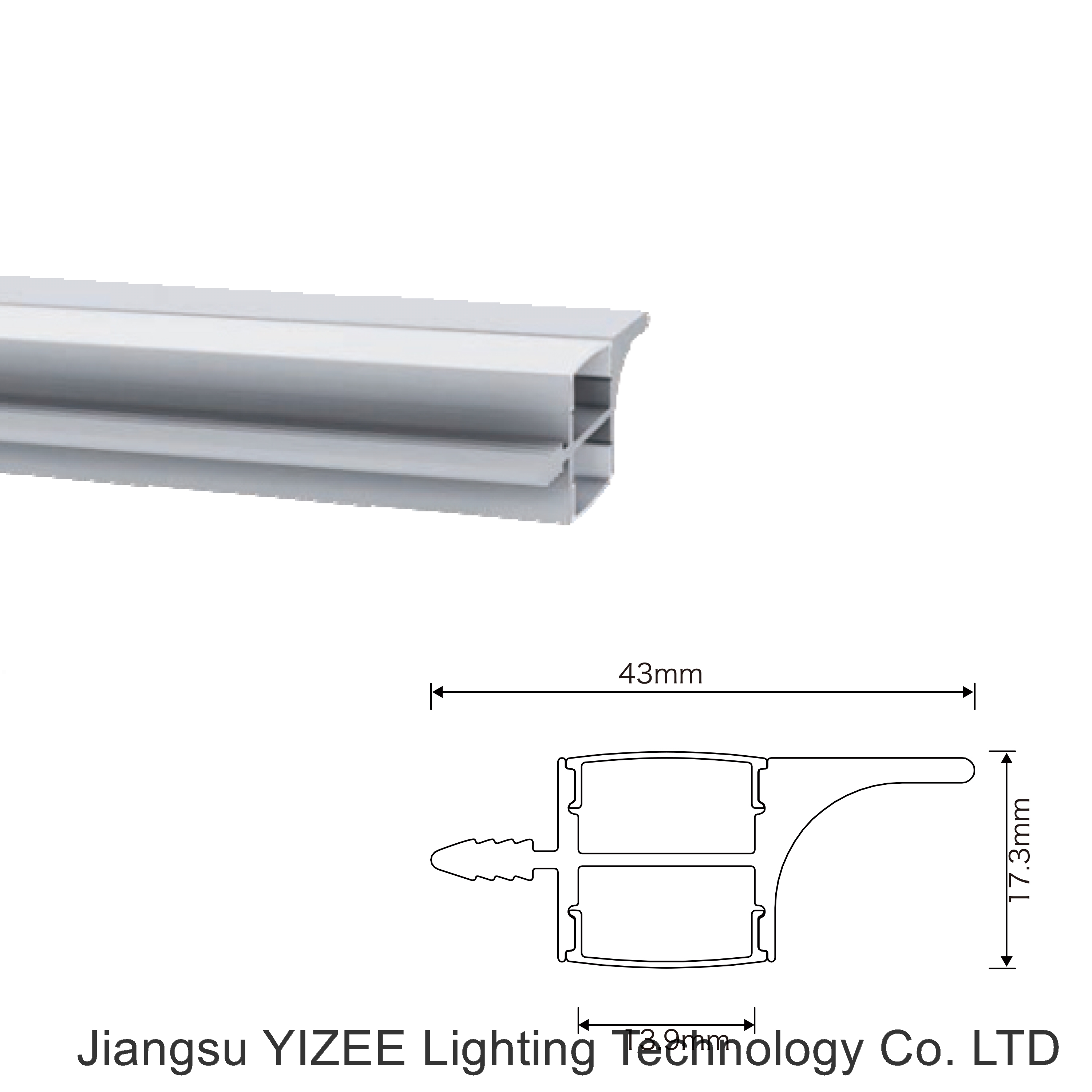 43*18mm Indoor Led Linear Lighting 3M Architecture Led Aluminum Profile