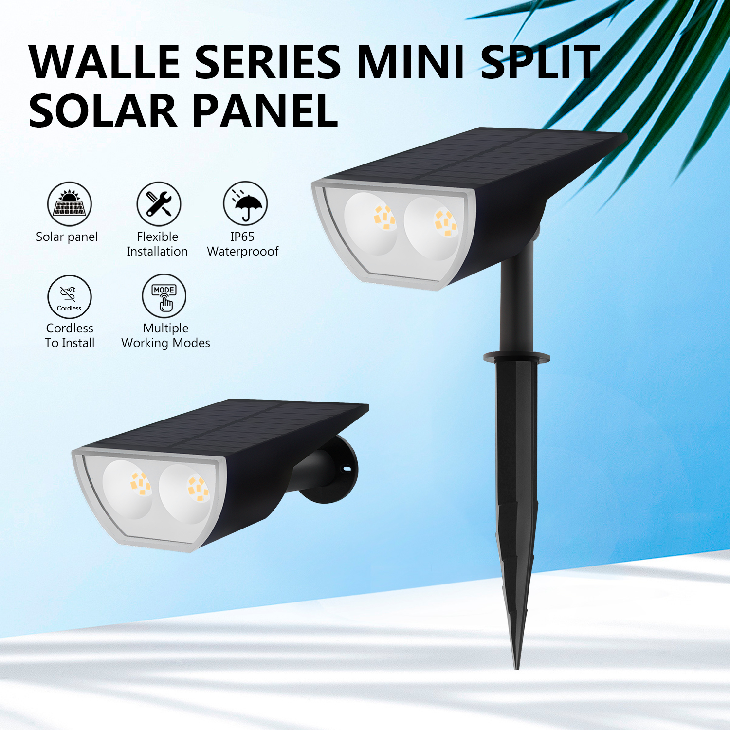 150LM Solar Garden Lights With Ground & Wall For Outdoor Landscape Pathway Solar lamps