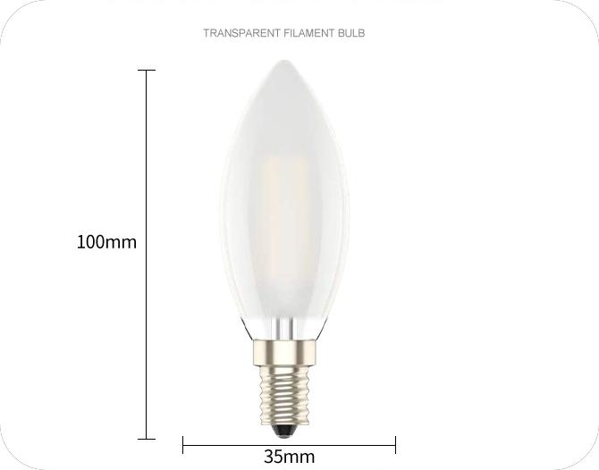 Frosted c35 candle lamp 2W 4W 6Wled filament lamp Crystal chandelier light source