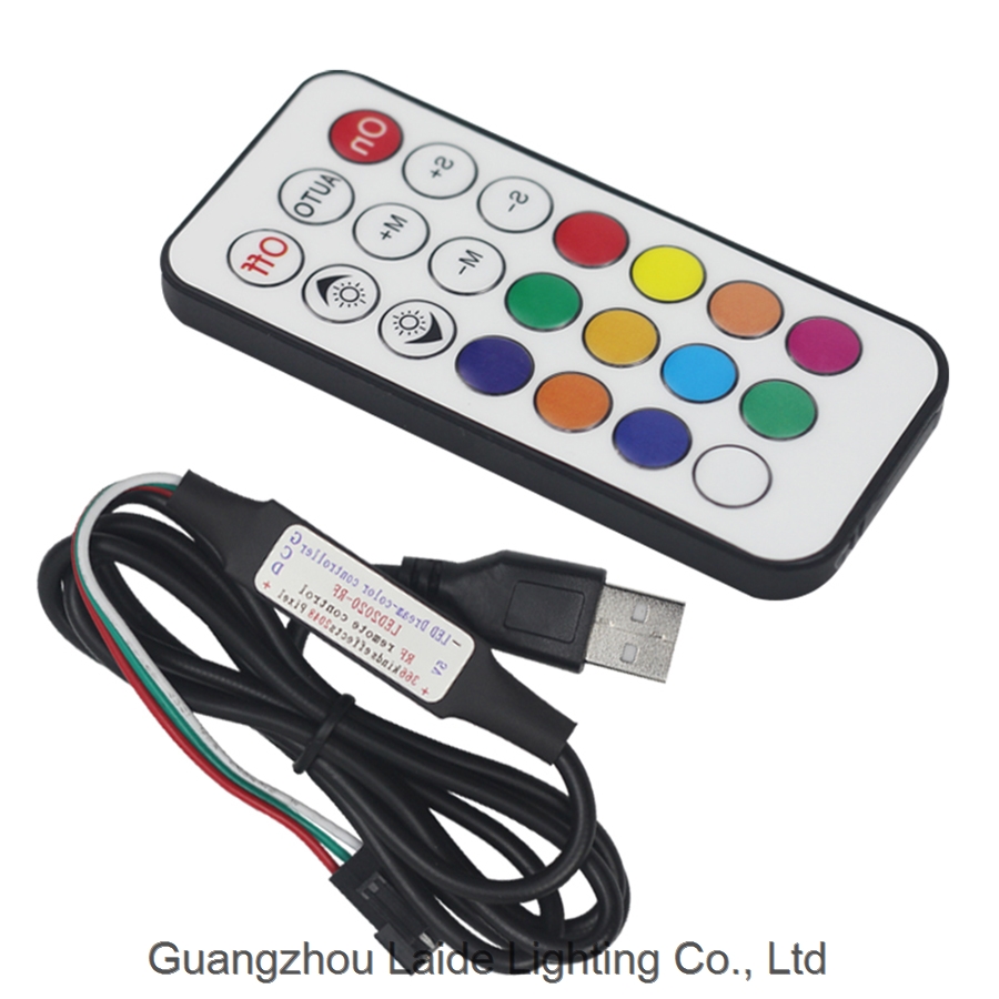 21-key multi-function wireless infrared remote control full color rgb LED light with mini dimmer