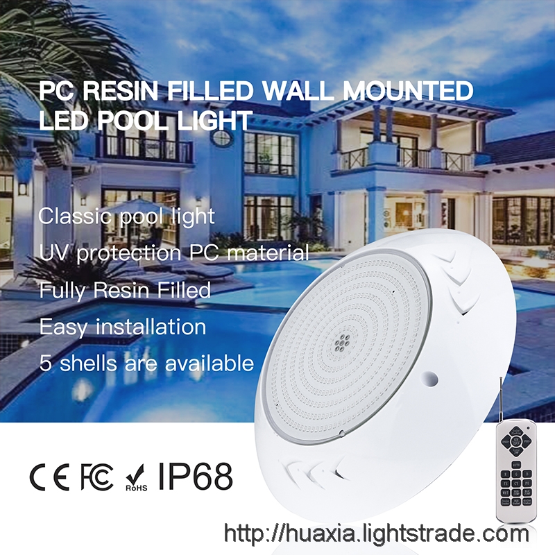 High Quality PC Resin Filled 18W 24W 30W 35W 42W Wall Mounted Led Pool Light