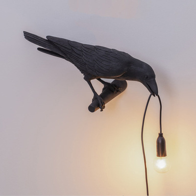Creative bedroom headboard animal shape bird resin wall lamp decoration