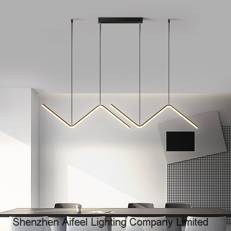 Modern Led Pendant Lights Linear Wave Chandelier Minimalist Island Light for Living room