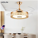 Modern Music Speaker Ceiling Fan Dc Bldc Remote Control Invisible LED Ceiling Fan With Light
