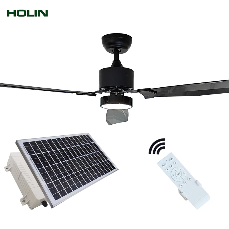 40W30V solar LED ceiling fan light with battery panel single crystal rechargeable fan light