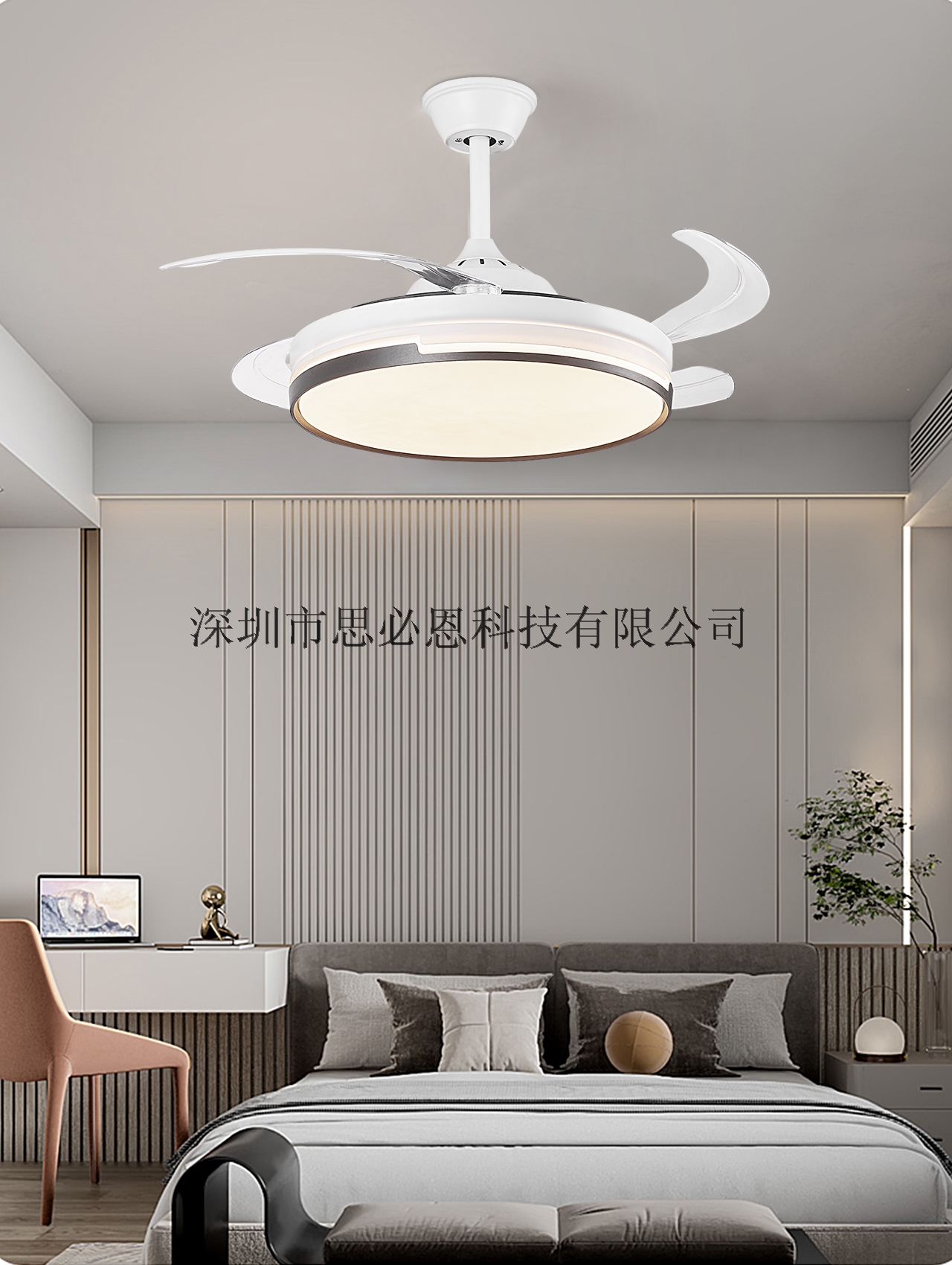 Retractable Ceiling Lights Remote Control Dimmable 42inch Modern Chandeliers Ceiling Fan For Bedroom