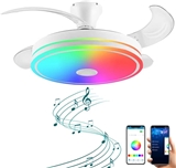 Modern 42 inch RGB LED ceiling fan with light and Bluetooth Speaker remote control Chandeliers 72W