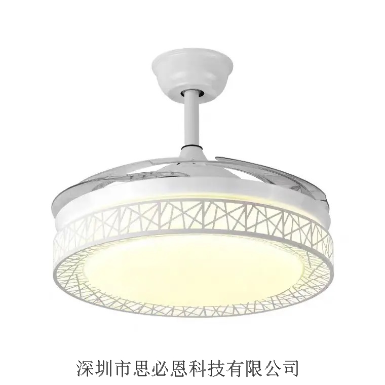 42 Inch Retractable Ceiling Fans with Light Modern White Birds Nest chandelier with Remote Control