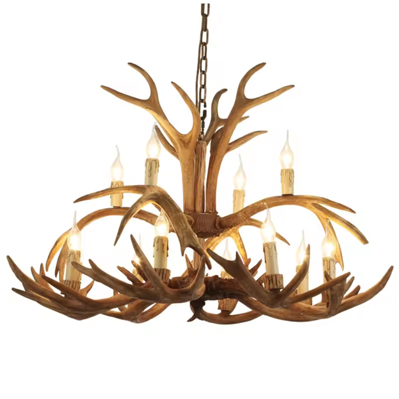 American Village Retro style creative antlers Resin chandeliers for decoration Pendant Lamp with Hor