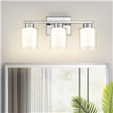 Modern Chrome 3-Light Bathroom Vanity Clear Glass and Frosted Glass 3CCT Adjustable LED Wall Light