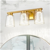 3CCT Dimmable Crystal Bubble and Glass Brushed Gold Vanity Lights for Mirror Bathroom LED Wall Light