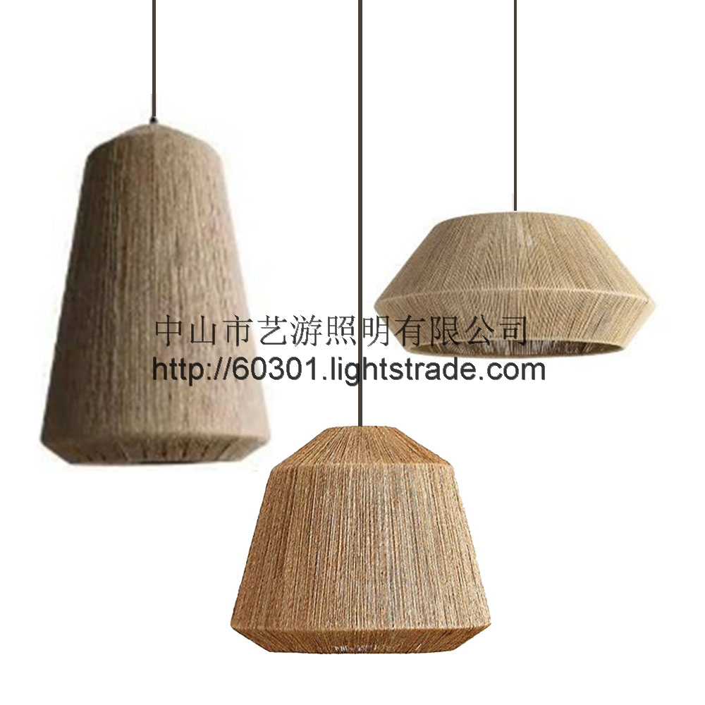 Country Hemp Rope Style Pendant Light Cover Shade Industrial Chandelier Island Light Ceiling Lamp