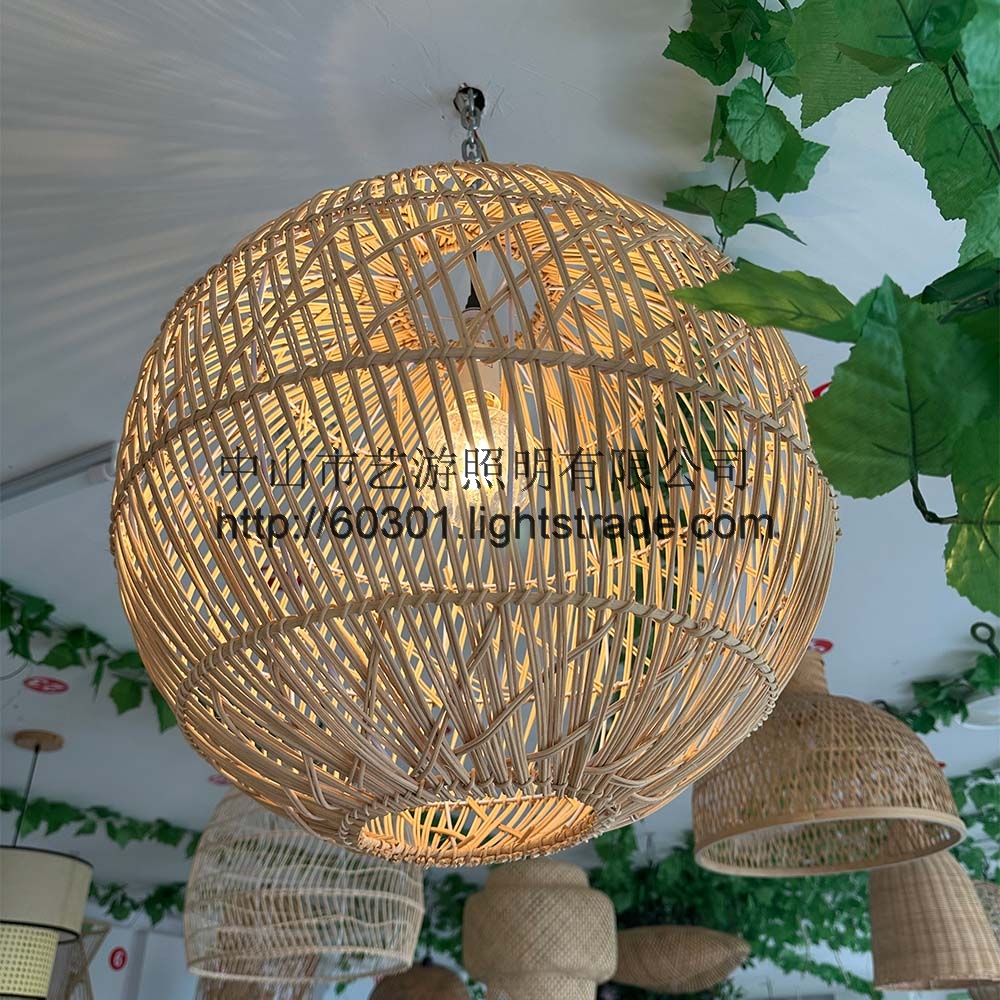 Bamboo Pendant Light Rattan Lamp Chandelier Lights with Handmade Woven shade for Home Decor Light