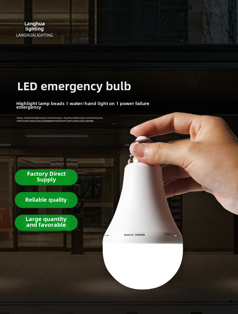 led emergency light bulb e27 screw household power outage outdoor camping lighting handheld water li