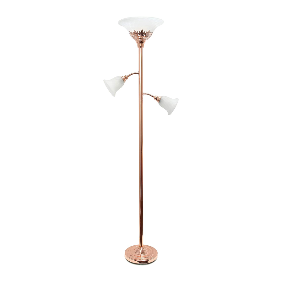 3 Light Mother Daughter Marble Glass Floor Lamp Scalloped Glass Shades Standing Lamp（Rose Gold）