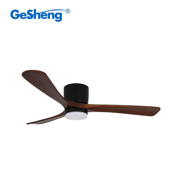 Modern Style Simple Restaurant 52Inch Solid Wood Blade Fan With Remote Control Led Ceiling Fan Light