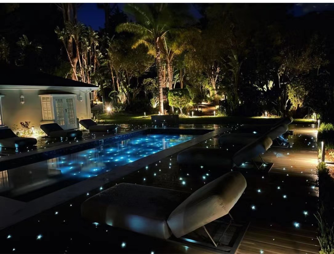 Twinkle colorful changing starlight swimming pool fiber optic lighting