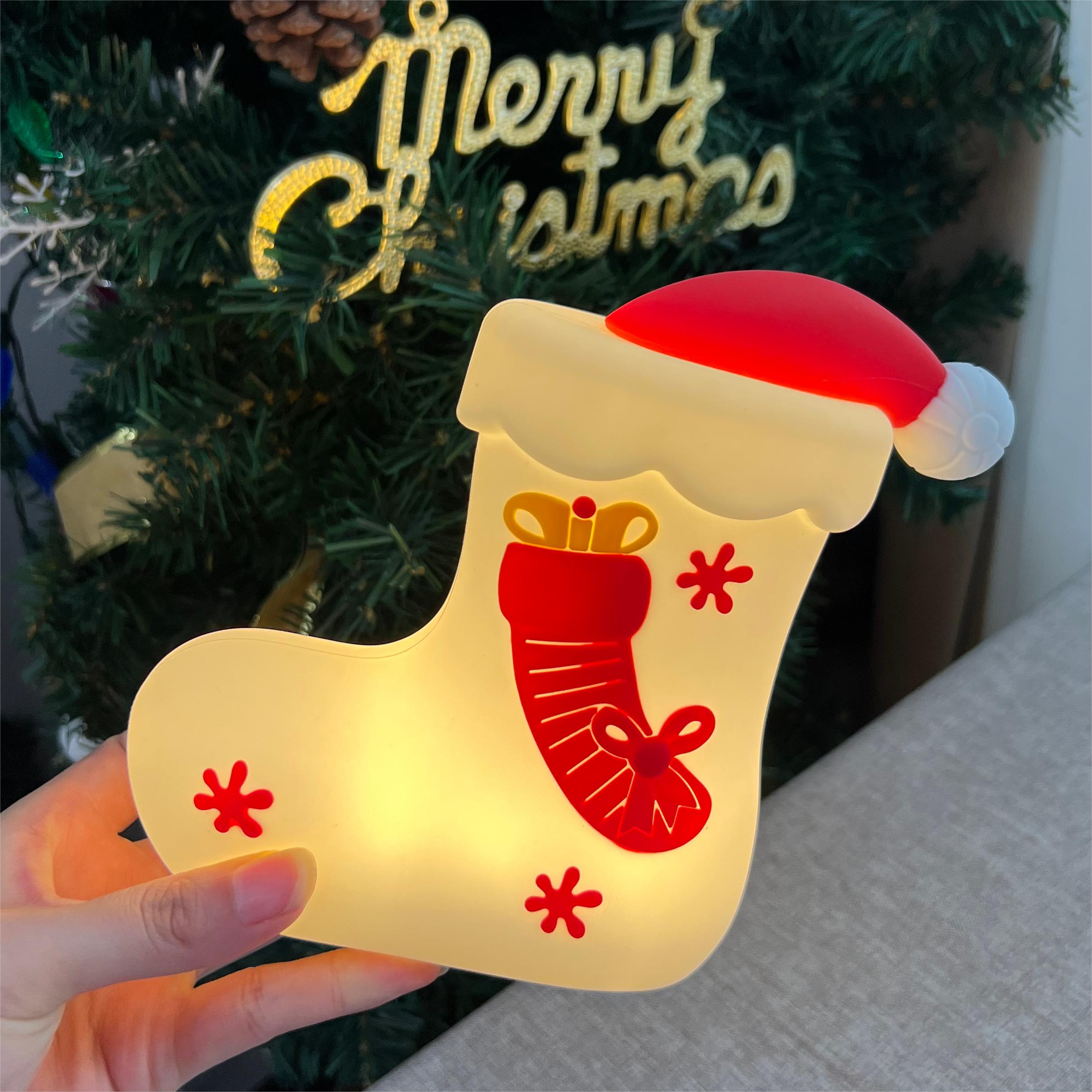Biumart 2024 New Christmas Socks Decoration LED Silicone Night Light for Xmas Gifts