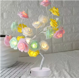 White Pink Rose Flower Bedside Bedroom Night Light Table Lamp