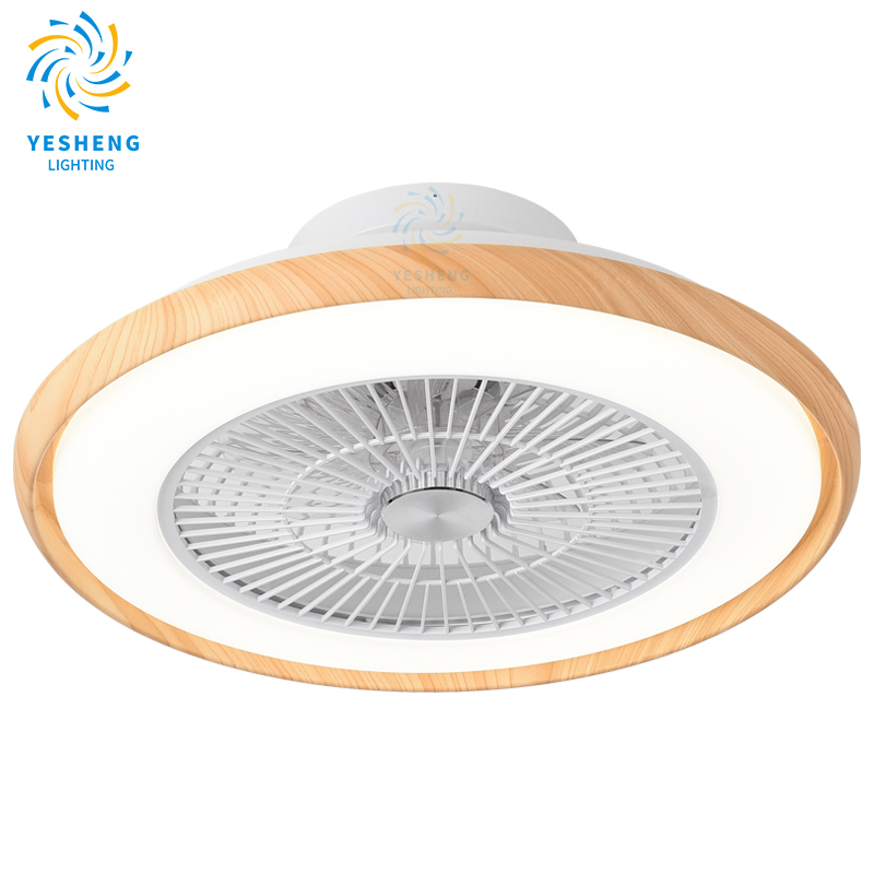 XD202 Wood grain smart ceiling fan light bladeless 500 mm with speaker remote app control
