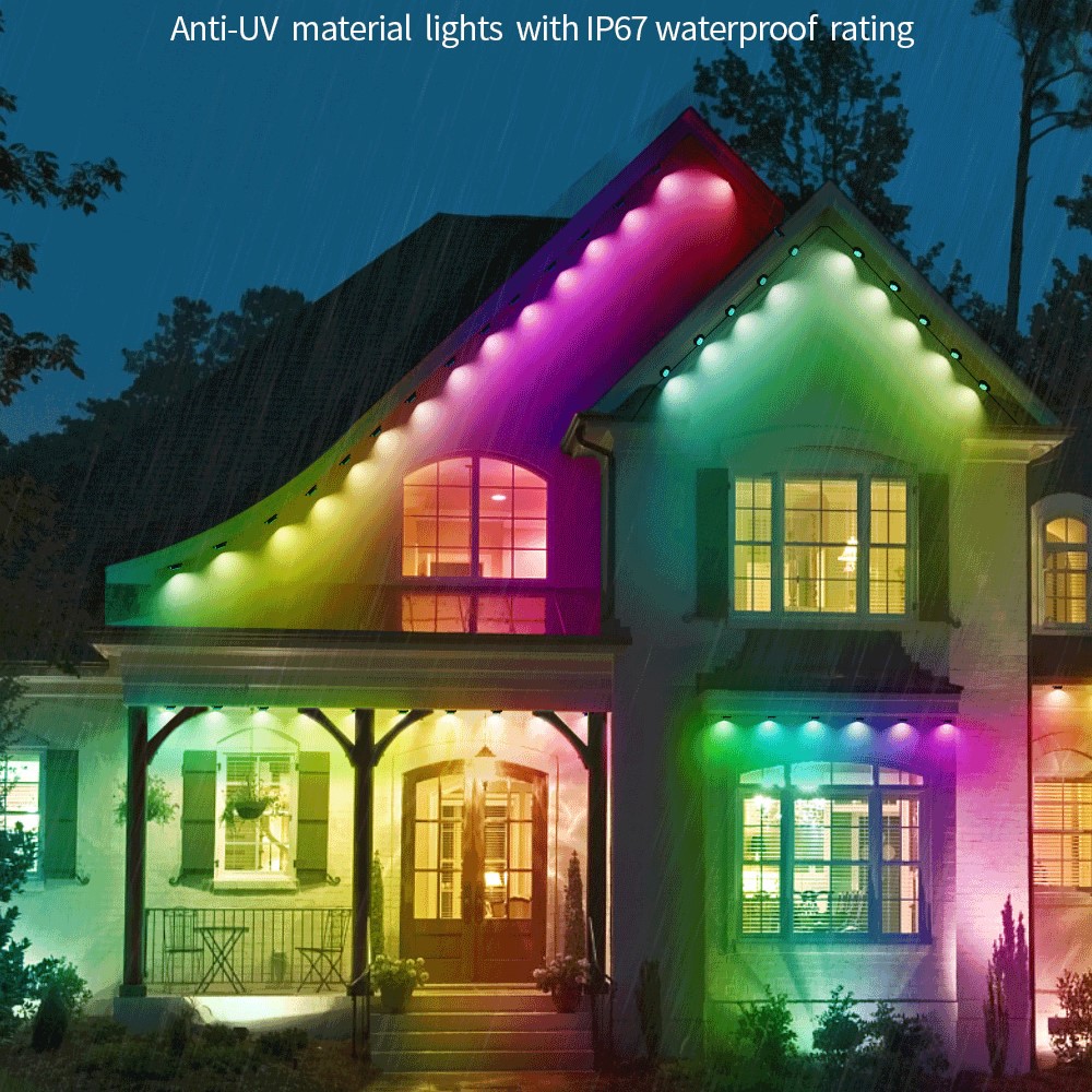 Banqcn 2023 New Outdoor Roof Lights IP67 RGBW LED Christmas Lights with WiFi RF Shake Control