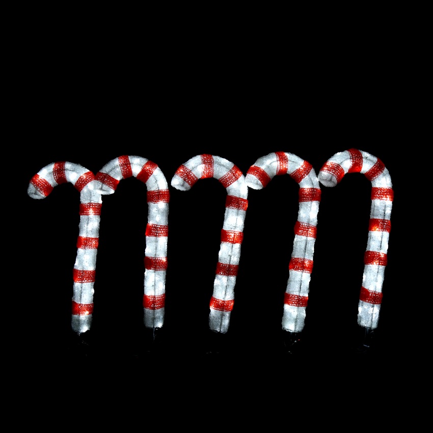 3D candy cane motif light 70cm height 5pcs per set for Christmas decorative