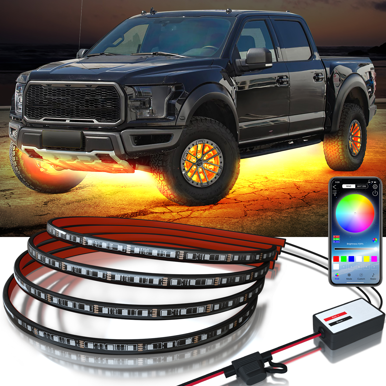 Car Decoration lights Underglow Car strip Light Single Color RGB Underglow Car strip Light