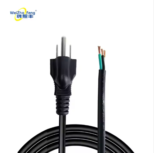 USA UL AC High Quality 3 Pin Power Cord Electrical Plug Open End 16 AWG US Plug Extension Cord