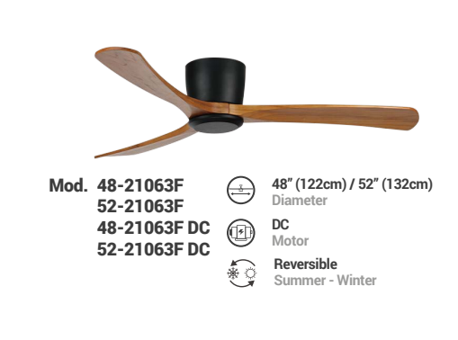 Weihong SOLID WOODBLADESCEILING FAN 52-21063F DC