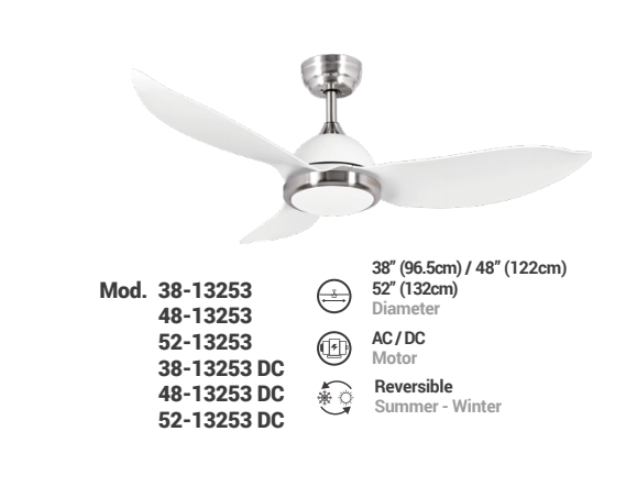 Weihong ABS PLASTICBLADESCEILING FAN 52-13253 DC