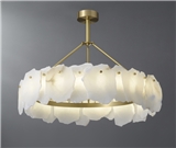 Luxury Natural Stone brass Chandelier Circular Pendant Lamp