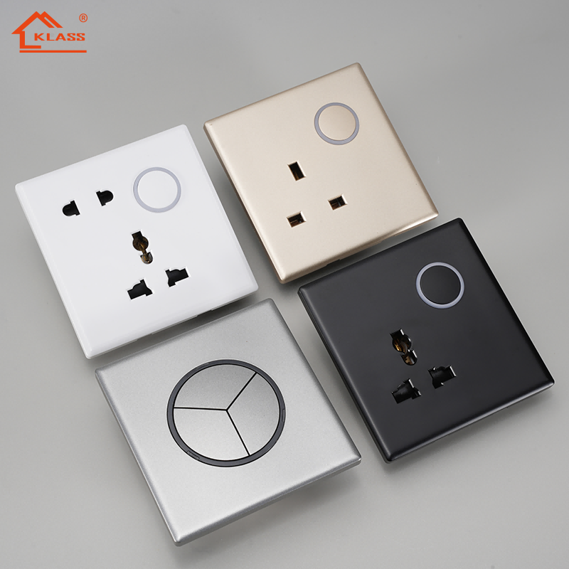 Best Selling UK Socket and Switch with Multifunctional 3 Pin Socket Glass Panel and PC Round Button