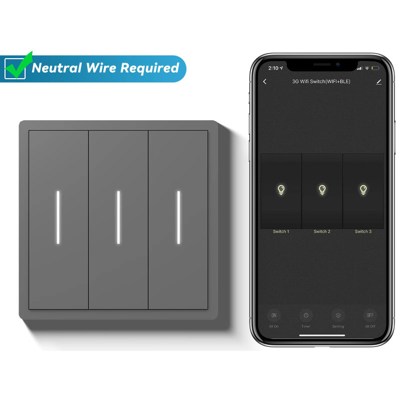 3 Gang 1 Way Europe Zigbee Tuya Alexa Light Home Push Button Wall Smart Switch