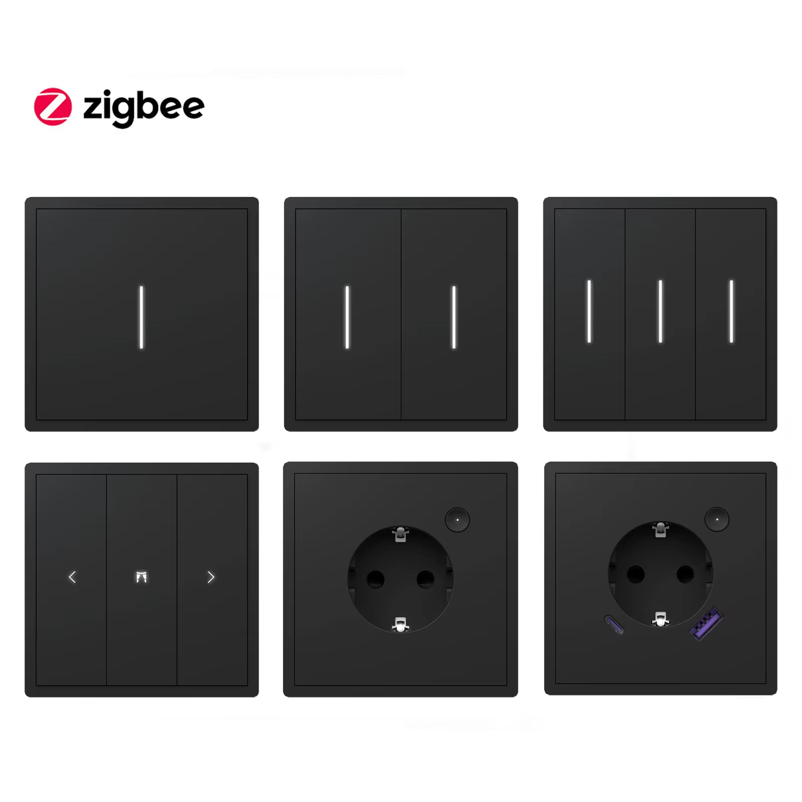 Europe Zigbee Tuya Alexa Light Home Push Button Wall Smart Switch Socket