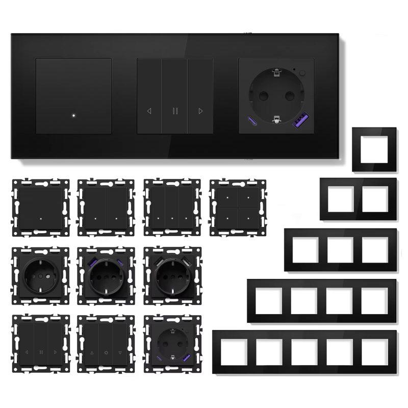 MVAVA Quick Wiring Glass Frame Self-Resetting Click Wifi Zigbee Tuya USB C Power Wall Touch Light El