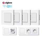 MVAVA Quick Wiring Glass White Frame Smart Home Tuya Wifi Remote Control Self-Resetting Click Wall S