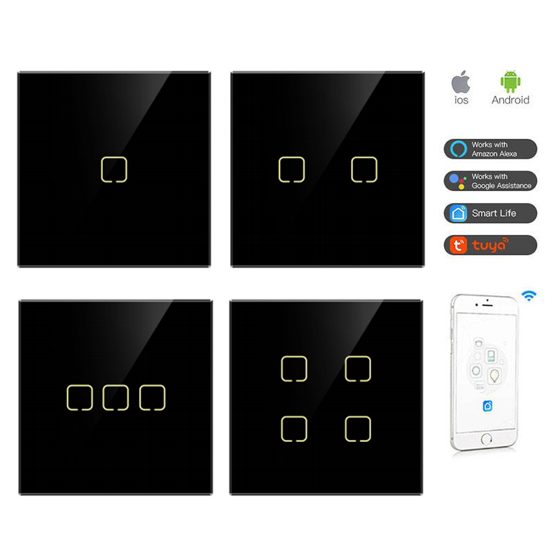 1 2 3 4 Gang EU Glass Panel Tuya Wifi Zigbee Home Interruptor Inteligente Light Touch Wall Swtich