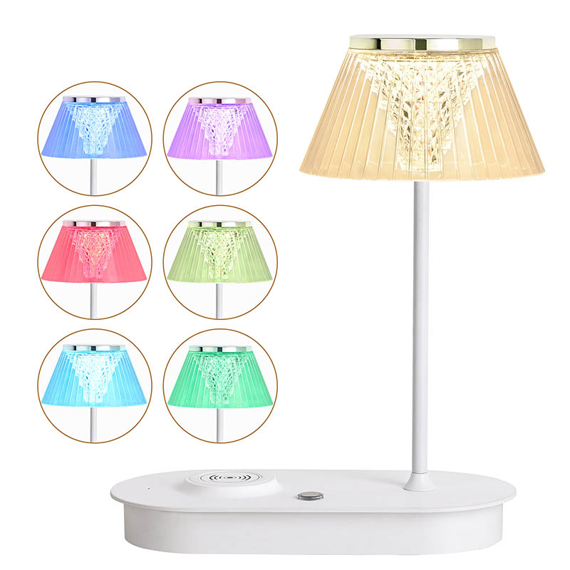 QI wireless charger desk lamp with acrylic shade