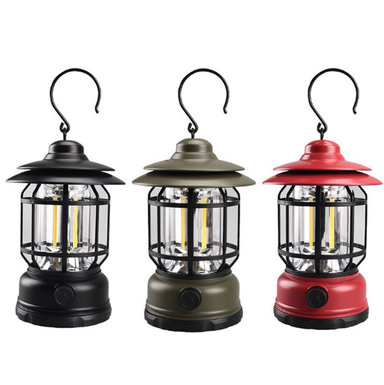 Camping lamp outdoor multi-functional camping tent lamp retro lantern cob charging portable lamp