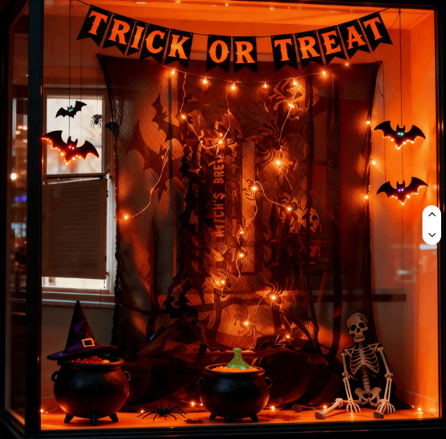 Halloween Decoration Set Fireplace Wall Window Decoration Gauze Spider Mesh Bat Tablecloth with LED